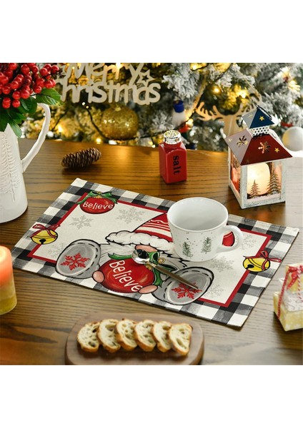 4 Adet Noel Ağaçları Kar Pembe Noel Yer Matları Kış Masa Örtüleri Mutfak Yemek Dekorasyonu Için K (Yurt Dışından)