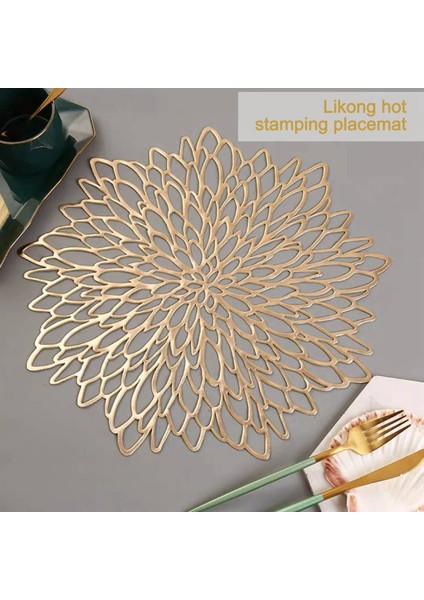 6 Adet Pvc Placemat Yemek Masası Için Içi Boş Ped Dak Altlığı Yastıkları Masa Kase Paspaslar Altın (Yurt Dışından)