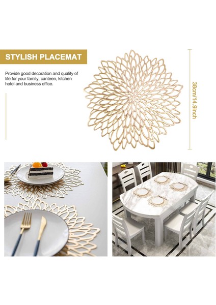 6 Adet Pvc Placemat Yemek Masası Için Içi Boş Ped Dak Altlığı Yastıkları Masa Kase Paspaslar Altın (Yurt Dışından)