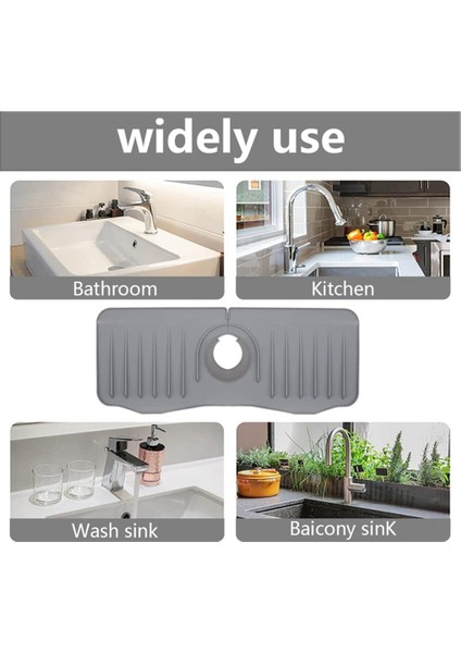 Silikon Musluk Damlama Tutucu Tepsisi, Lavabo Musluğu Sıçrama Koruyucusu, Silikon Drenaj Matı, Mutfak Lavabo Matı, Silikon Kurutma Matı (Yurt Dışından)