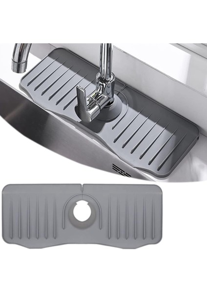 Silikon Musluk Damlama Tutucu Tepsisi, Lavabo Musluğu Sıçrama Koruyucusu, Silikon Drenaj Matı, Mutfak Lavabo Matı, Silikon Kurutma Matı (Yurt Dışından)