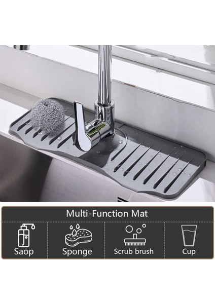 Silikon Musluk Damlama Tutucu Tepsisi, Lavabo Musluğu Sıçrama Koruyucusu, Silikon Drenaj Matı, Mutfak Lavabo Matı, Silikon Kurutma Matı (Yurt Dışından)