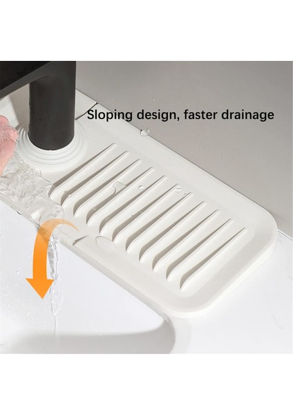 Silikon Lavabo Musluk Matı Mutfak Lavabo Sıçrama Koruyucu Musluk Kolu Damlama Tutucu Tepsi Mutfak Banyo Tezgahı, B (Yurt Dışından)