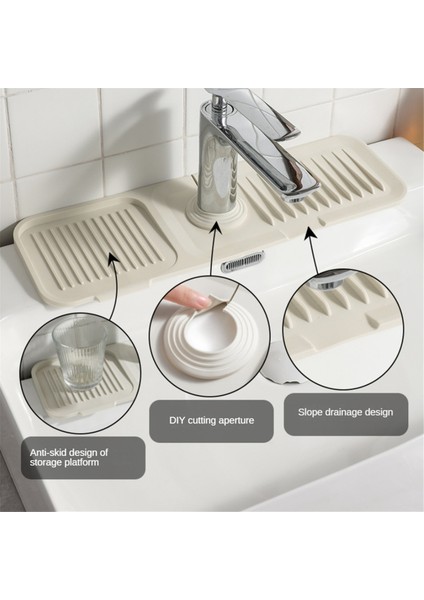 Silikon Lavabo Musluk Matı Mutfak Lavabo Sıçrama Koruyucu Musluk Kolu Damlama Tutucu Tepsi Mutfak Banyo Tezgahı, B (Yurt Dışından)
