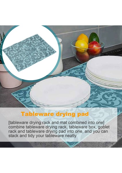 2 Paket Bulaşık Kurutma Matı Emici Kurutma Matı Makinede Yıkanabilir Bulaşık Kurutma Matları Mutfak Tezgahı Için Büyük (Blue Vine) (Yurt Dışından)