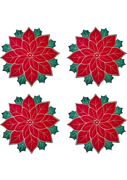 Tatil Noel Işlemeli Placemats Aplike Atatürk Çiçeği Placemats Masa Dekorasyonu Için Noel Çiçek Placemat A (Yurt Dışından)
