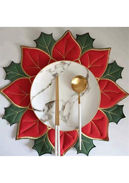 Tatil Noel Işlemeli Placemats Aplike Atatürk Çiçeği Placemats Masa Dekorasyonu Için Noel Çiçek Placemat A (Yurt Dışından)
