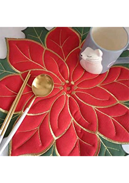 Tatil Noel Işlemeli Placemats Aplike Atatürk Çiçeği Placemats Masa Dekorasyonu Için Noel Çiçek Placemat A (Yurt Dışından)