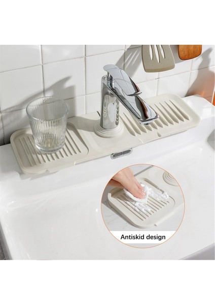 Silikon Lavabo Musluk Matı Mutfak Lavabo Sıçrama Koruyucu Musluk Kolu Damlama Tutucu Tepsi Mutfak Banyo Tezgahı Için, A (Yurt Dışından)