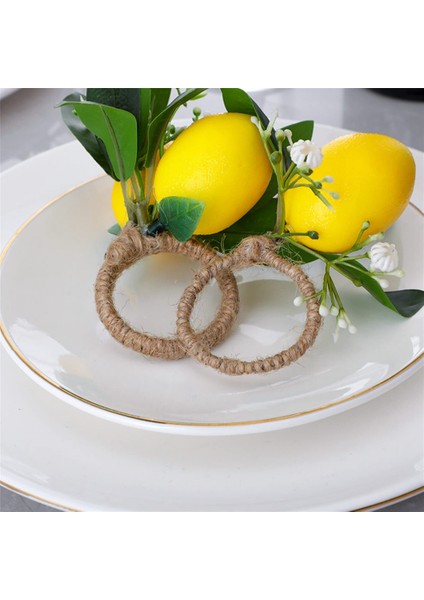 Limon Peçete Halkaları 6 Limon Asma Yaprağı Peçete Sahipleri Set Yemek Masası Süsü Ziyafet Düğün Doğum Günü Noel A (Yurt Dışından)