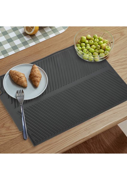 Mutfak Için Silikon Bulaşık Kurutma Matı 16,9 Inç x 13,15 Inç ve Mutfak Için 2 Silikon Altlık/tencere Tutucu, Isıya Dayanıklı (Yurt Dışından)