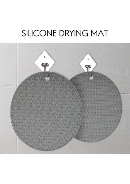 Mutfak Için Silikon Bulaşık Kurutma Matı 16,9 Inç x 13,15 Inç ve Mutfak Için 2 Silikon Altlık/tencere Tutucu, Isıya Dayanıklı (Yurt Dışından)