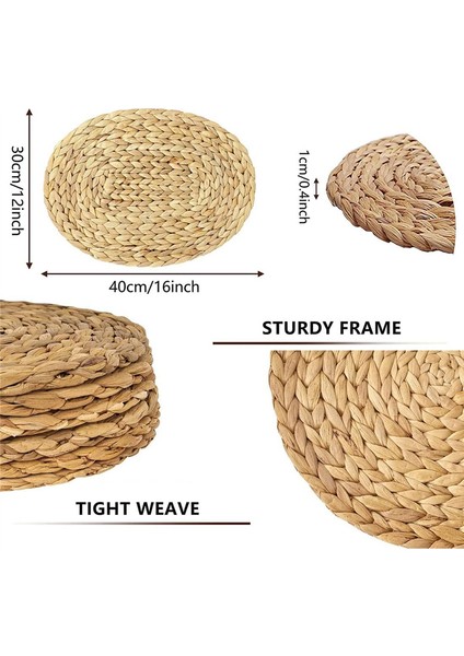 Oval Dokuma Amerikan Servisleri, Doğal Su Sümbülü Amerikan Servisleri, Hasır Örgülü Rattan Amerikan Servisleri, 12X16 Inç 4'lü Paket (Yurt Dışından)