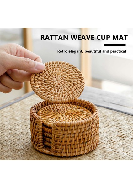 6 Adet/içecek Dak Altlığı Seti Kungfu Çay Aksesuarları Yuvarlak Sofra Placemat Bulaşık Mat Rattan Örgü Fincan Mat Ped Çapı 8 cm (Yurt Dışından)