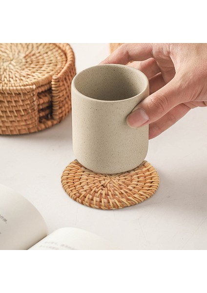 6 Adet/içecek Dak Altlığı Seti Kungfu Çay Aksesuarları Yuvarlak Sofra Placemat Bulaşık Mat Rattan Örgü Fincan Mat Ped Çapı 8 cm (Yurt Dışından)
