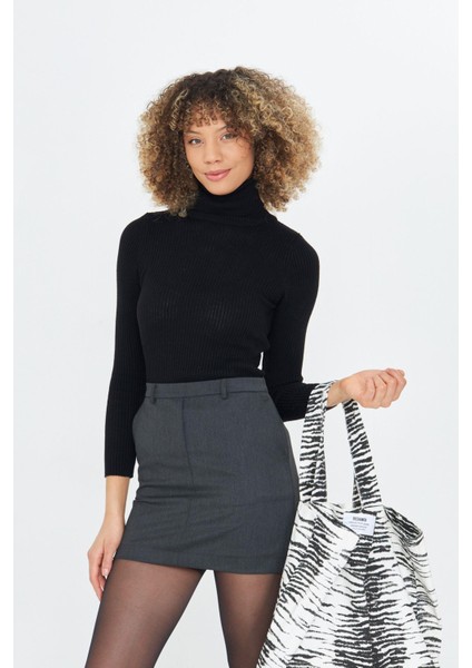 Fitilli Boğazlı Triko Kazak