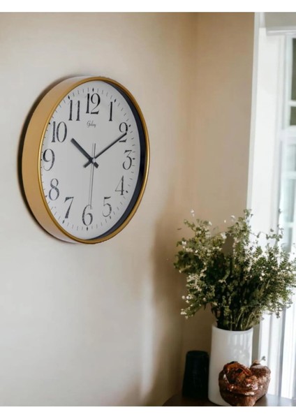 D-218-A-1 Eskitme Kadran 30 cm Sessiz Akar Duvar Saati Gold-Beyaz modelleri