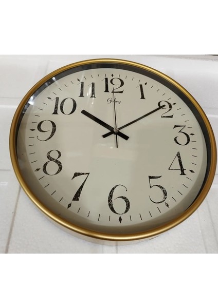 D-218-A-1 Eskitme Kadran 30 cm Sessiz Akar Duvar Saati Gold-Beyaz fırsatları