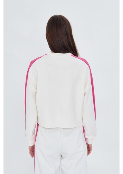 Şeritli Scuba Modal Crop Sweatshirt