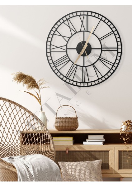 Dekoratif Roma Rakamlı Metal Duvar Saati 60X60CM