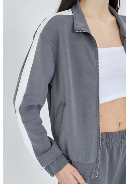 Şeritli Fermuarlı Scuba Modal Sweatshirt fiyatları