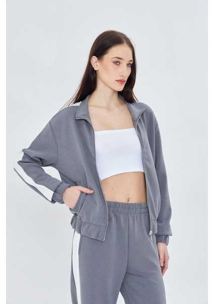 Şeritli Fermuarlı Scuba Modal Sweatshirt fırsatları