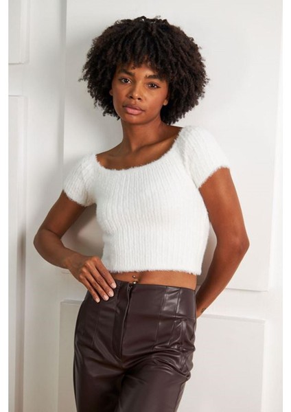 Fitilli Kısa Kol Tüylü Kazak