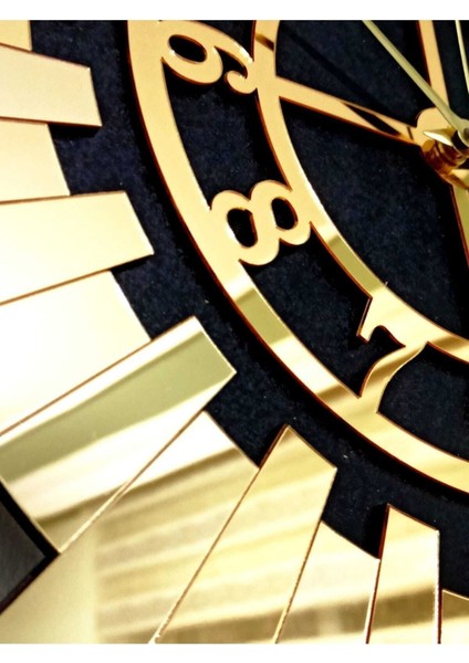 Dekoratif 3 Lü Set El Boyaması - Kabartmalı Pleksi Gold Aynalı Şık Duvar Saati ve Ahşap Üzeri Dekor fiyatları