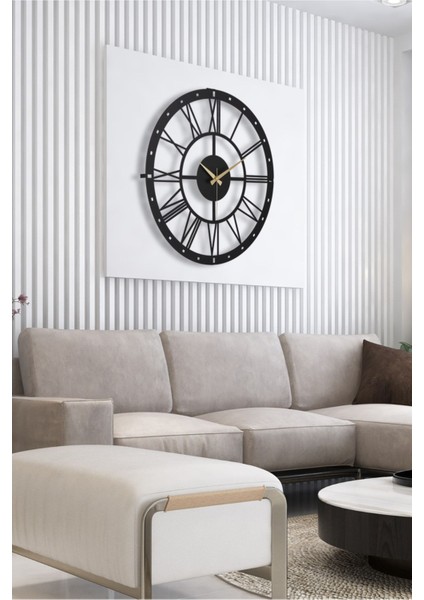 Duvar Saati 41CM Sessiz Mekanizma Siyah Metal Kasa Modern Şık Tasarım-Romano 41 Siyah Mds-41 modelleri