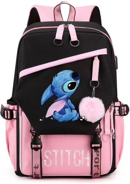 Erkek ve Kız Öğrenci Sırt Çantaları Sırt Çantaları Büyük Kapasiteli Çizgi Film Çocuklar Sevimli Stitch Çanta (Yurt Dışından)