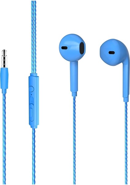 Lecoo EH104BL 3.5mm Jacklı Kablolu Kulak Içi Mikrofonlu Mavi Kulaklık (4172)