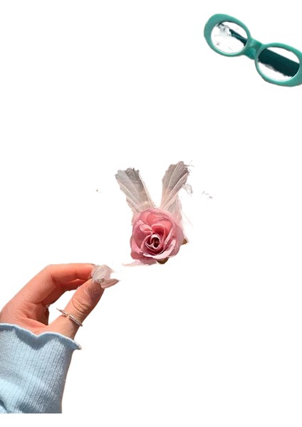 Kumaş Çiçek Köpekbalığı Klipsi Saç Tokası (Yurt Dışından)