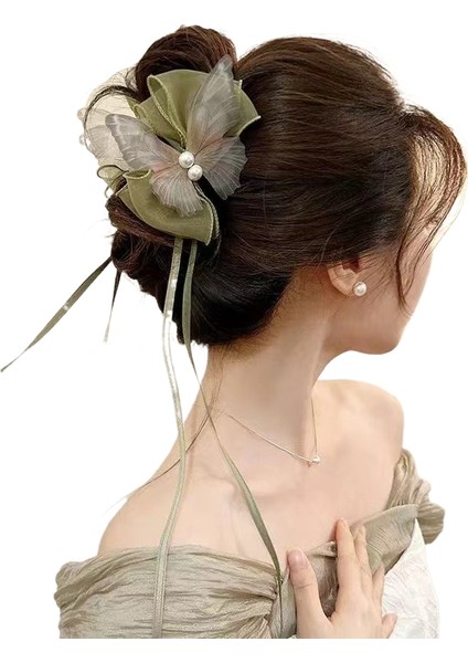 Kumaş Çiçek Köpekbalığı Klipsi Saç Tokası (Yurt Dışından)