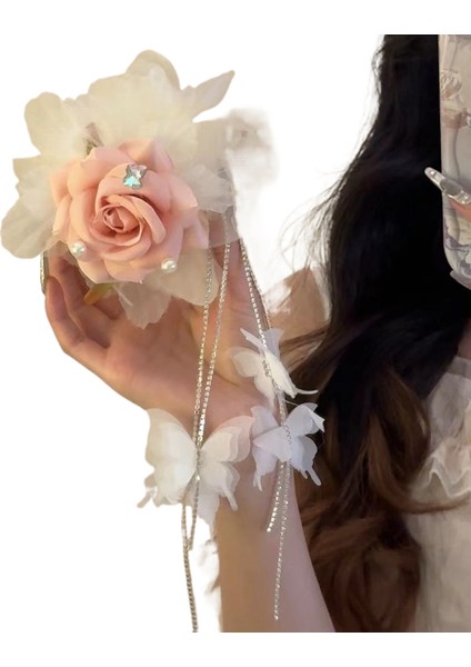 Kumaş Çiçek Köpekbalığı Klipsi Saç Tokası (Yurt Dışından)