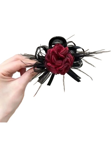 Kumaş Çiçek Köpekbalığı Klipsi Saç Tokası (Yurt Dışından)