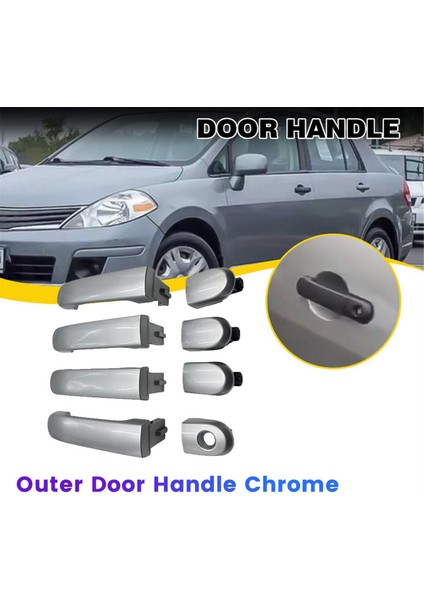 Nissan Versa 2007-2012 Için 1set/4 Kapı Kolu Krom 82641-EL12A 80644-EL12A 82646-EL12B 82640-EL12A Dış Kapı Çektirme Aparatı (Yurt Dışından)