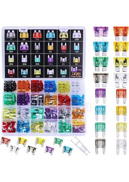 272 Adet Mini Anti-Hırsızlık Araba Sigorta Fişi Sigorta Ayırıcı Sigorta Tutucu Kiti (2A /5A /10A /15A /20A /25A/30A /35A) Sigorta Çektirmesi ile (Yurt Dışından)