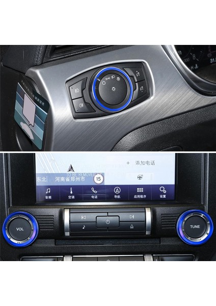 2015-2021 Ford Mustang Için Gösterge Paneli Düğmeleri Trim Halkası Ses Far Anahtarları Ayar Düğmesi Kontrol Düğmesi Kapağı, Mavi 3 Adet (Yurt Dışından)