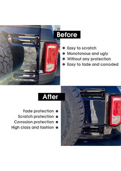 Arka Kapı Bagaj Kapağı Menteşe Kapağı Döşeme Dış Aksesuarları Ford Bronco 2021 2022 2023 Aksesuarları (Siyah) (Yurt Dışından) indirimleri