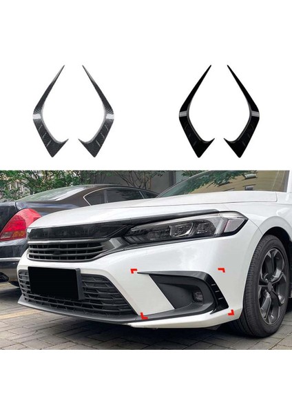 Araba Ön Tampon Splitter Spoiler Sis Lambası Canard Honda Civic 11TH Nesil 2021+ Parlak Siyah (Yurt Dışından)