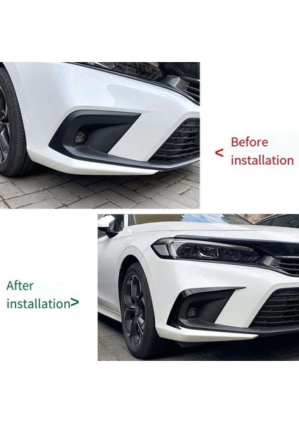 Araba Ön Tampon Splitter Spoiler Sis Lambası Canard Honda Civic 11TH Nesil 2021+ Parlak Siyah (Yurt Dışından)