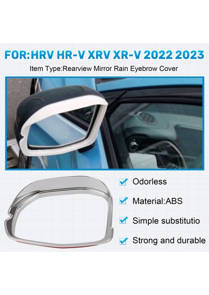 Araba Stili Dikiz Aynası Kaş Kapağı Trim Yağmur Gölgelik Kapağı Honda Hrv Hr-V Xrv Xr-V 2022 2023 Krom (Yurt Dışından)