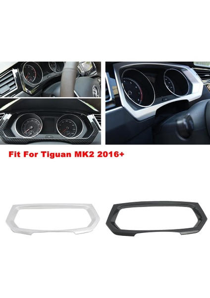 Araba Dashboard Gösterge Paneli Ekran Çerçeve Kapak Kiti Trim Için Tiguan Mk2 2017 - 2022 Karbon Fiber (Yurt Dışından)