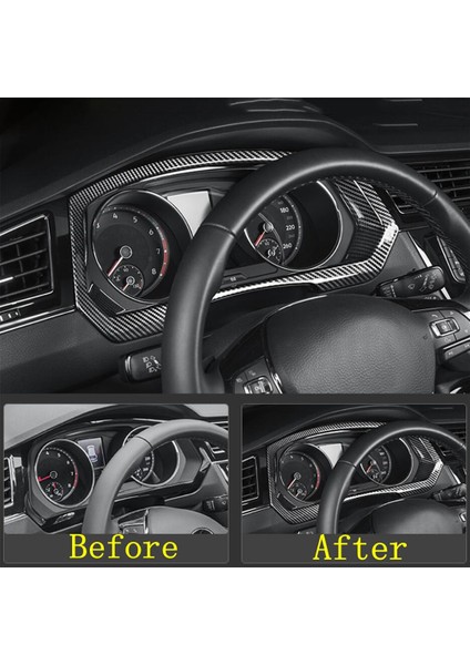Araba Dashboard Gösterge Paneli Ekran Çerçeve Kapak Kiti Trim Için Tiguan Mk2 2017 - 2022 Karbon Fiber (Yurt Dışından)
