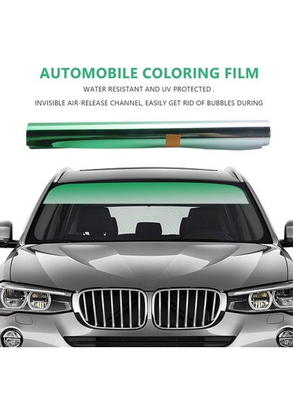 Araba Renklendirme Filmi Üst Ön Cam Folyo Güneş Koruma Degrade 20X150CM (Yeşil) (Yurt Dışından)