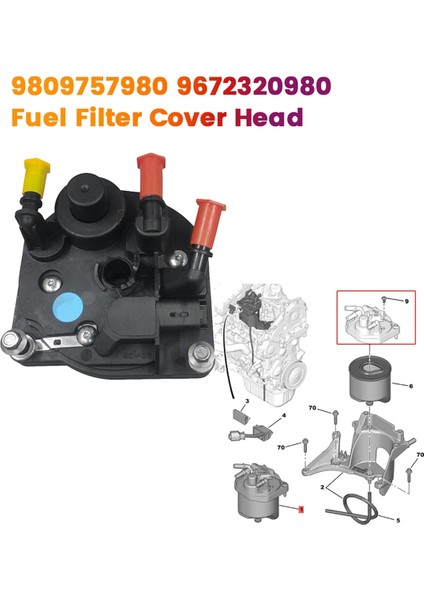9809757980 Citroen C3 C4 C5 Peugeot 207 208 3008 5008 Için Yakıt Filtresi Kafa Muhafaza Kapağı 9672320980 Dizel Filtre Kapağı (Yurt Dışından) fiyatları