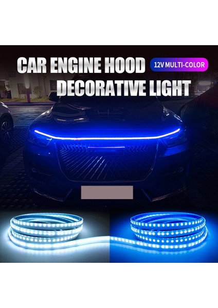 12 V 180 cm Araba LED Gündüz Çalışan Işık Çubuğu Araba Kaputu Işık Çubuğu Araba Kaputu Ortam Işığı Buz Mavisi (Yurt Dışından)
