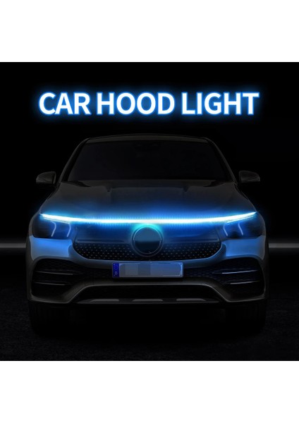 12 V 180 cm Araba LED Gündüz Çalışan Işık Çubuğu Araba Kaputu Işık Çubuğu Araba Kaputu Ortam Işığı Buz Mavisi (Yurt Dışından)