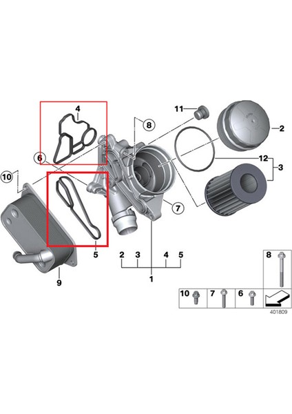 Motor Yağı Filtresi ve Soğutucu Muhafaza Conta Conta Kiti Bmw E60 E90 E91 325I 11427537293 (Yurt Dışından)