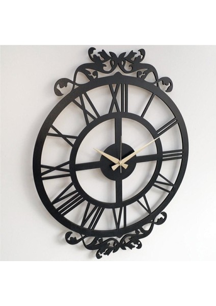 Siyah Ahşap Roma Rakamlı Sessiz Dekoratif Duvar Saati 64CM 6mmmdf fiyatları